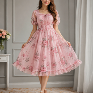 Blush Bloom Floral Midi Frock