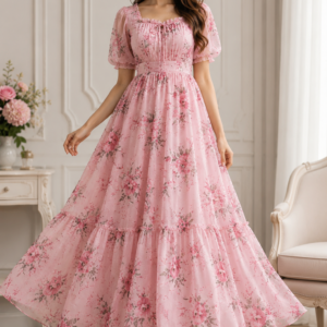 Blush Bloom Floral Maxi Frock