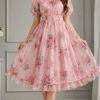 pink floral midi frock